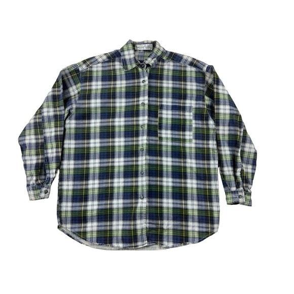 VTG Anchor Blue Men Blue Plaid Button Up Long Sleeve Shirt Sz M‎ - Picture 1 of 6